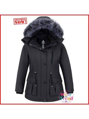 Plus Size Winter Puffer Parka Jacket Hooded Waterproof Coat
